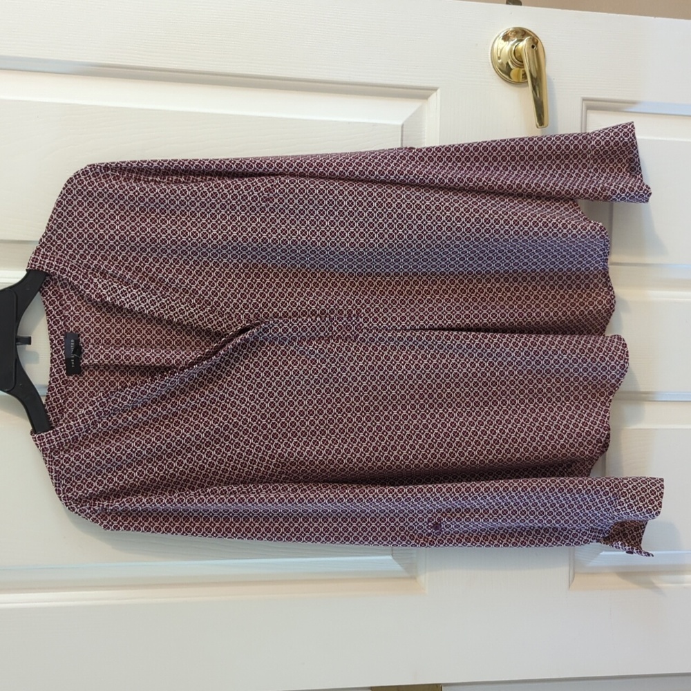 The Limited Geometric Patterned Blouse - Red and White